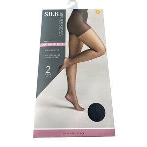 Silk Impressions Pantyhose Size Large Light Support Sheer 20 Denier 2 Pairs NEW